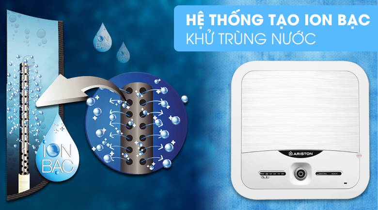 Hệ thống Ion bạc - Bình nóng lạnh Ariston 15 lít AN2 15 LUX 2.5 FE