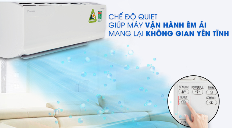 Hoạt động siêu êm - Máy lạnh 2 chiều Daikin Inverter 1.0 HP FTHF25RAVMV