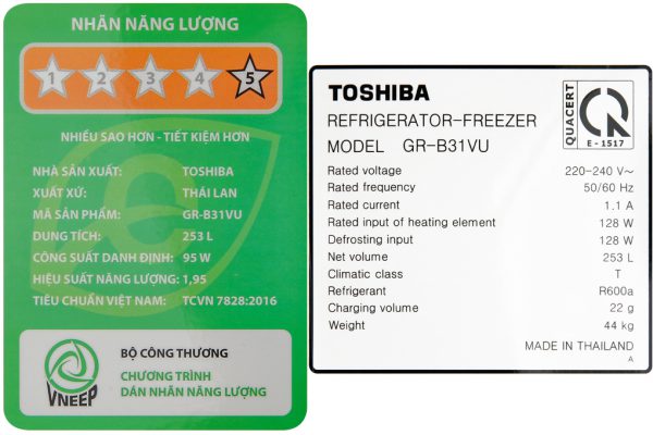 Tu Lanh Toshiba Inverter 253 Lit Gr B31vu Ukg