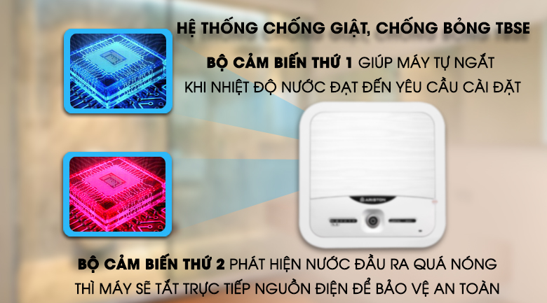 Hệ thống TBSE chống bỏng - Bình nóng lạnh Ariston 15 lít AN2 15 LUX 2.5 FE