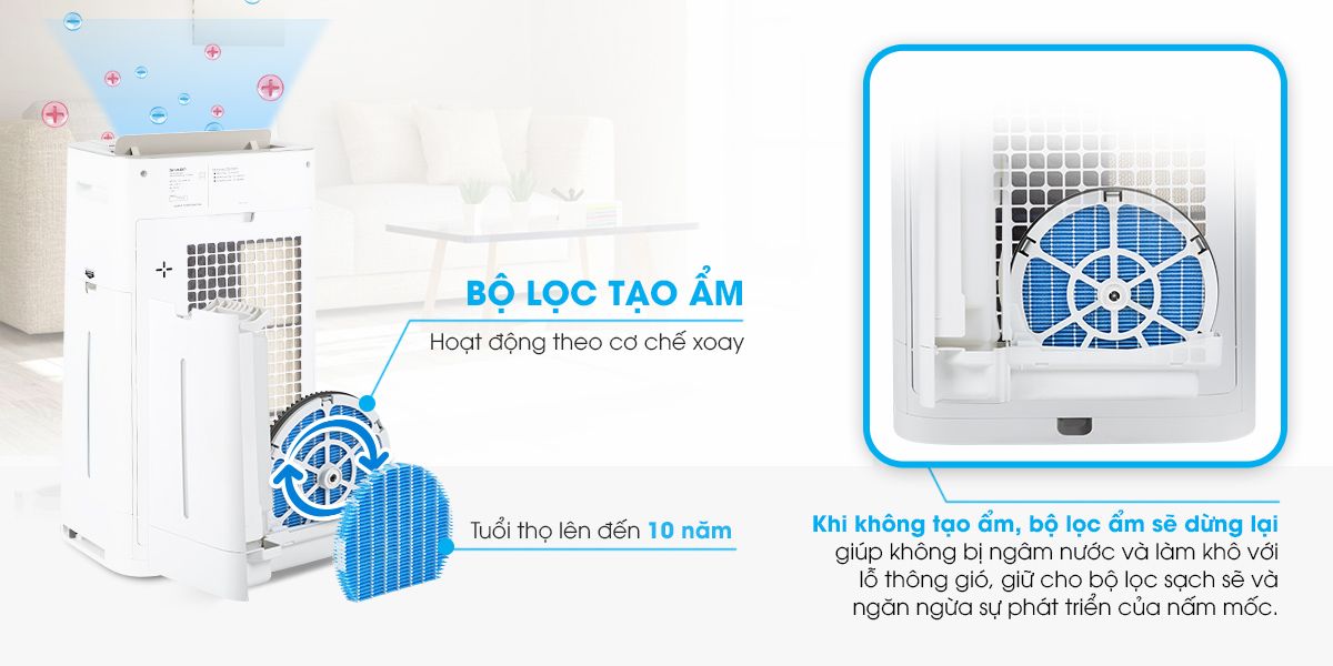 Máy lọc không khí có tạo ẩm Sharp KC-G40EV-W