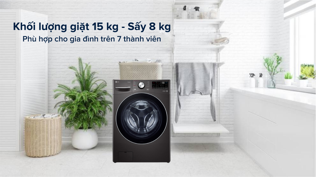 Máy giặt sấy LG Inverter 15 kg F2515RTGB