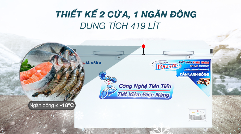 Tủ đông Alaska Inverter 1 ngăn 550 lít HB-550CI